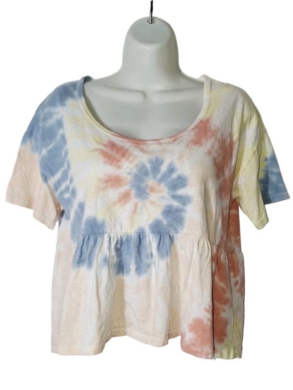 NWOT AE Tie-Dye Peplum Short Sleeve Top - Multicolor